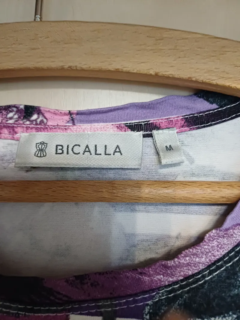 Bicalla Damen Pullover Shirt Lila Blumenmuster Gr. 38 M Viskose 2