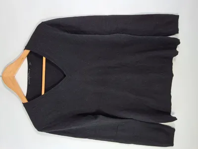 Clarina Damen Pullover Kaschmir Schwarz Gr. 40 L V-Ausschnitt Klassisch