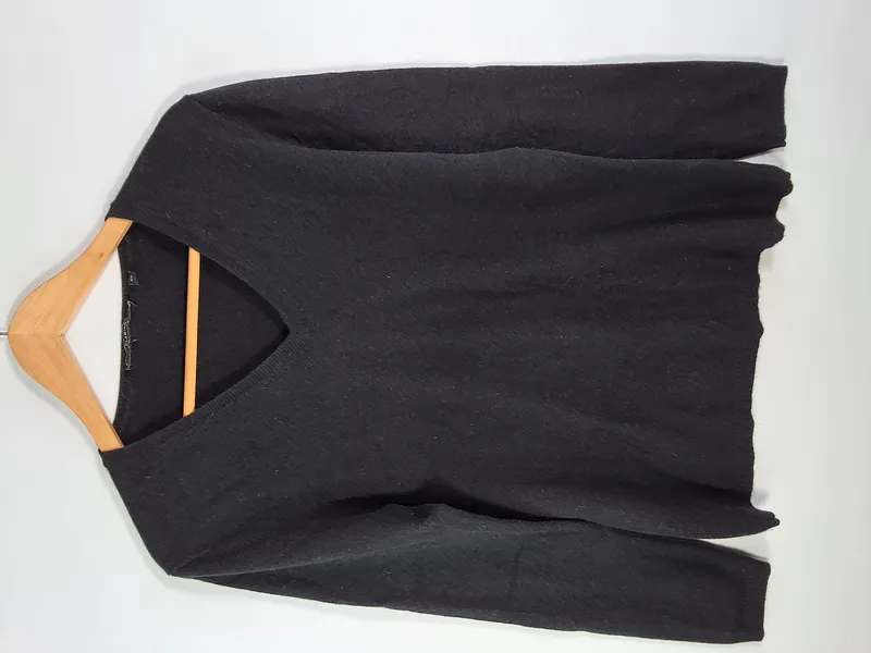 Clarina Damen Pullover Kaschmir Schwarz Gr. 40 L V-Ausschnitt Klassisch 2