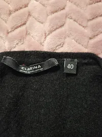 Clarina Damen Pullover Kaschmir Schwarz Gr. 40 L V-Ausschnitt Klassisch 3