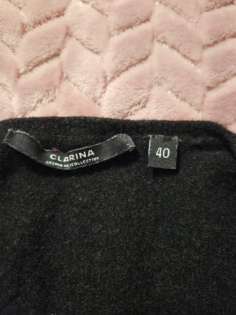 Clarina Damen Pullover Kaschmir Schwarz Gr. 40 L V-Ausschnitt Klassisch 3