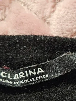 Clarina Damen Pullover Kaschmir Schwarz Gr. 40 L V-Ausschnitt Klassisch 4