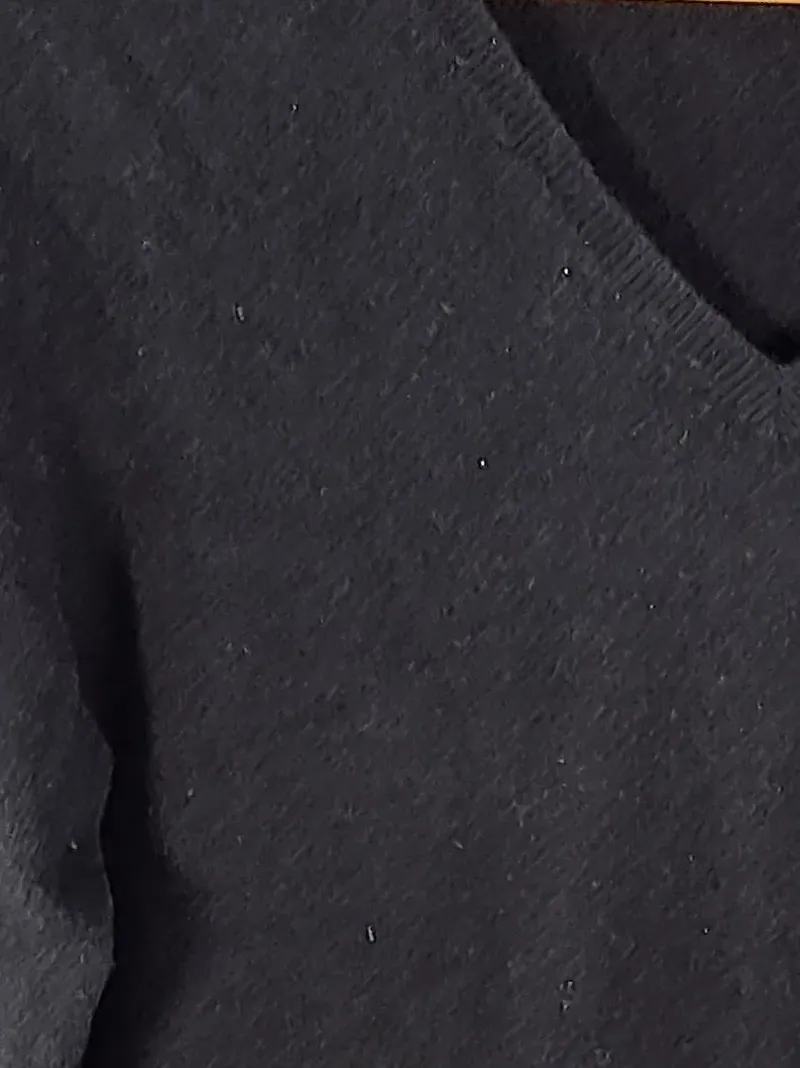 Clarina Damen Pullover Kaschmir Schwarz Gr. 40 L V-Ausschnitt Klassisch 5