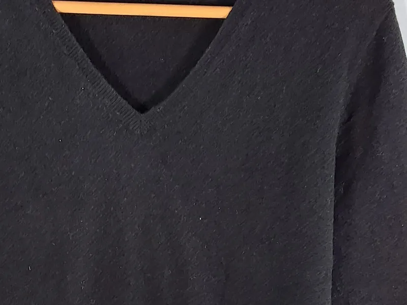 Clarina Damen Pullover Kaschmir Schwarz Gr. 40 L V-Ausschnitt Klassisch 7