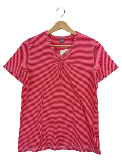 Schiesser Damen T-Shirt Ringel V-Ausschnitt Raffung Gr. S Rot Gestreift