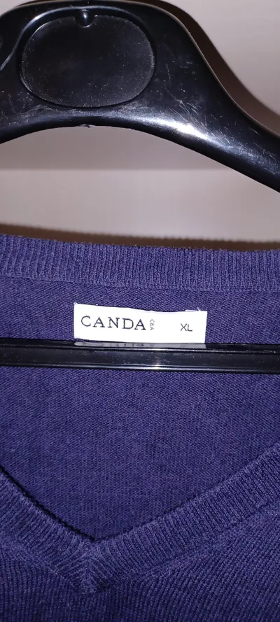Canda Herren Pullover V-Ausschnitt Lila Gr. XL Baumwolle Klassisch
