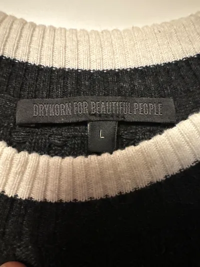 DRYKORN Herren Strickpullover Gr. L Grau Rippstrick Kontrastbündchen