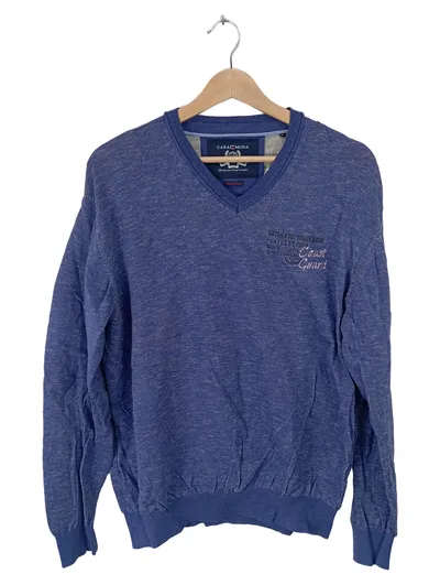 CASAMODA Herren Pullover V-Ausschnitt Strickpullover Blau Maritim Gr. XL