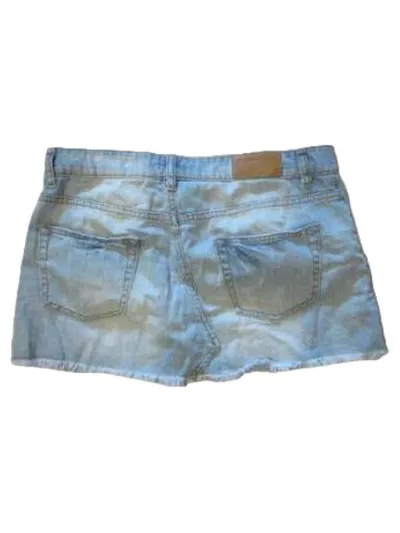 Stefanel Jeans Minirock Damen Gr. 38 Hellblau Distressed Used Look