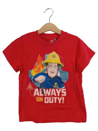 Feuerwehrmann Sam Kinder T-Shirt Rot Gr. 116 Always on Duty Kurzarm