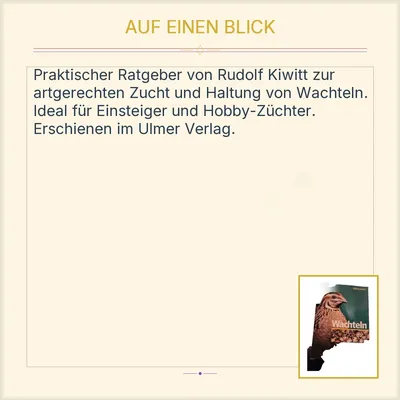 Wachteln Zucht Haltung Rudolf Kiwitt Ulmer Ratgeber Geflügel Buch