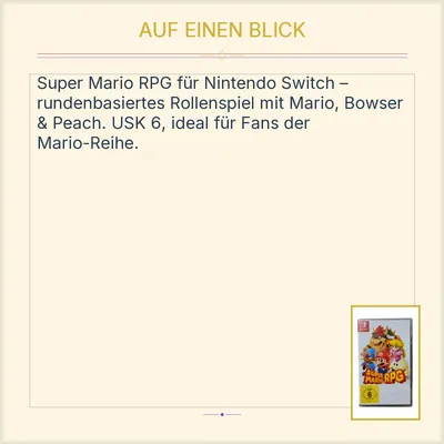 Super Mario RPG Nintendo Switch Rollenspiel USK 6