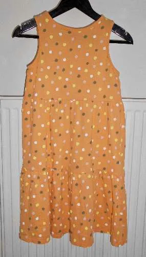 Basic Needs Mädchen Sommerkleid Gr. 160/164 Orange Gepunktet Ärmellos