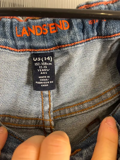 LANDS' END Jeans Hose Kinder Gr. 152/158 Blau Regular Fit Denim