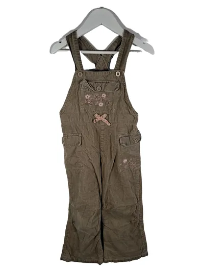 Impidimpi Latzkleid Mädchen 104 Braun Floralmuster Stickerei Schleife Baumwolle