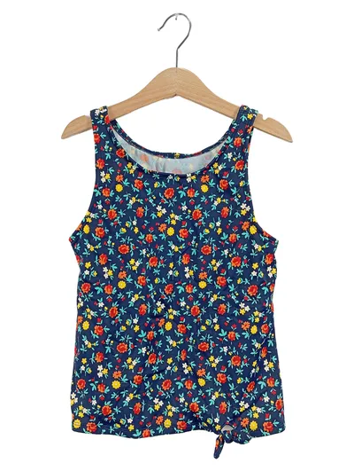 Lands' End Tanktop Mädchen Gr. 146, 152 Blumenmuster Blau Ärmellos