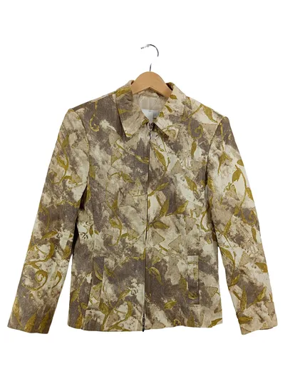 Prestige Damen Windjacke Beige Florales Muster Gr. 38 M Baumwolle