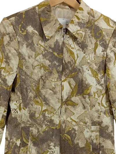Prestige Damen Windjacke Beige Florales Muster Gr. 38 M Baumwolle