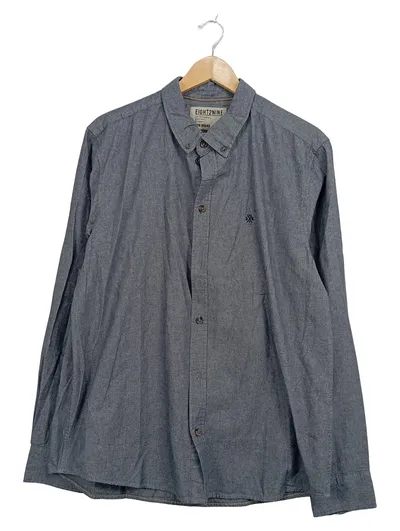 Eight2Nine Herren Freizeithemd Langarm Grau Gr. L Casual Baumwolle