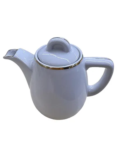Lettin Kaffeekanne Teekanne Porzellan Weiß Goldrand Klassisch 13cm