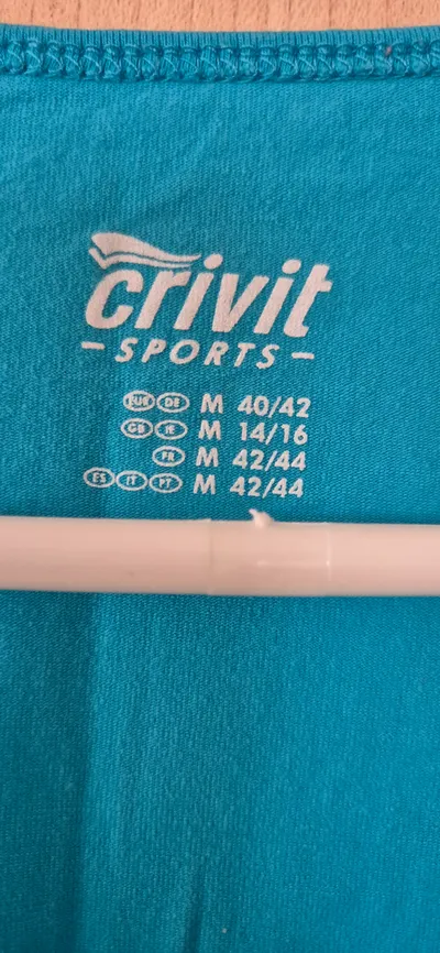 Crivit Sports Damen T-Shirt Gr. 40/42 Türkis Kurzarm V-Ausschnitt Sport