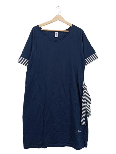 Trigema Damen T-Shirt-Kleid Gr. XL Blau Maritim Gestreifte Ärmel 100% Baumwolle
