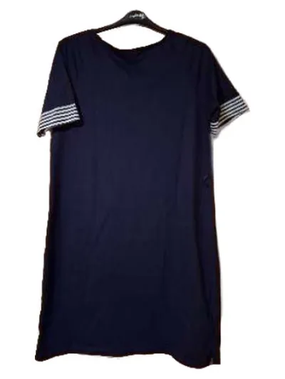 Trigema Damen T-Shirt-Kleid Gr. XL Blau Maritim Gestreifte Ärmel 100% Baumwolle