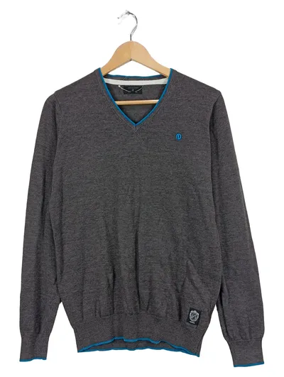 Jack & Jones Premium Pullover Herren Gr. S V-Ausschnitt Grau Baumwolle