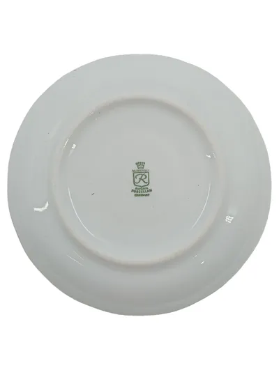 Retsch Wunsiedel Bavaria Porzellan Untertasse Grün Gold Blumenmuster 14cm