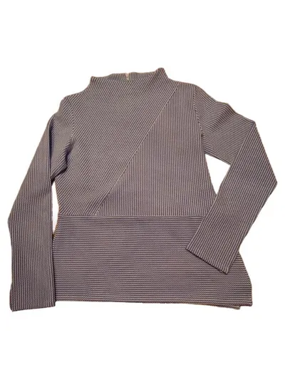 someday Damen Pullover Gr. 40 L Blau Strukturmuster Asymmetrisch