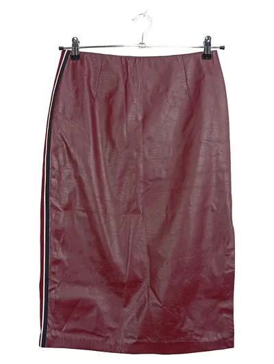 PINKO Damen Kunstleder Rock Midirock Rot Gr. 38 M Seitenstreifen