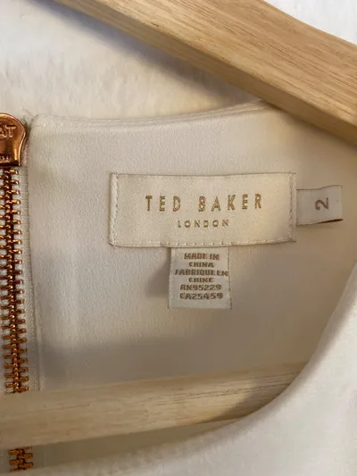Ted Baker Damen Kleid Freizeitkleid Midikleid Weiß Blumenmuster Gr. 38