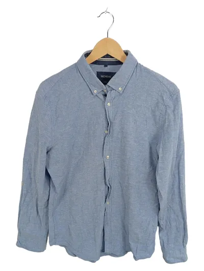 McNeal Herren Hemd Slim Fit Blau Meliert Gr. L Button-Down