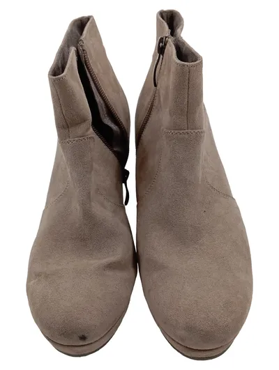 Tamaris Damen Stiefelette Keilabsatz Wildleder Beige Gr. 39