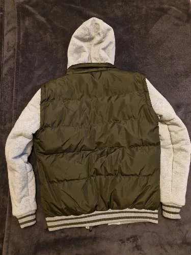 Blend Herren Steppjacke Bomberjacke Kapuze Oliv Grau Gr. M