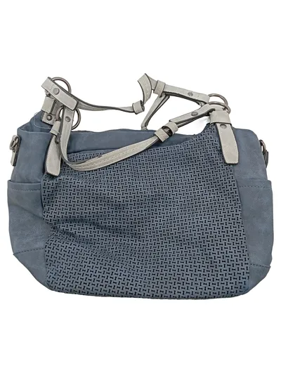 SURI FREY Damen Henkeltasche Blau Grau Strukturmuster Casual 34x22cm