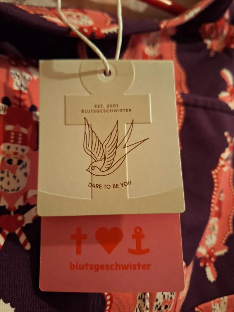 Blutsgeschwister A-Linienrock Damen Gr. L Lila Retro Muster Baumwolle 2