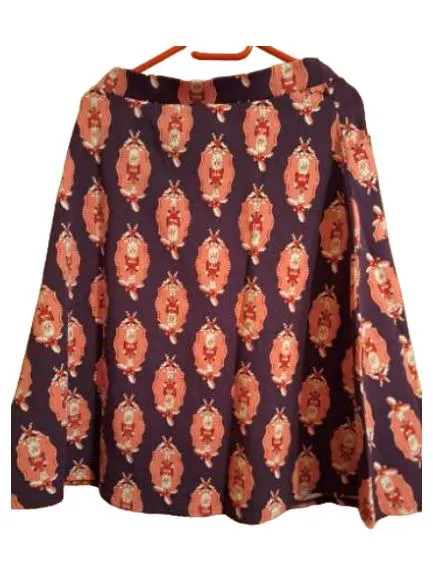 Blutsgeschwister A-Linienrock Damen Gr. L Lila Retro Muster Baumwolle 3