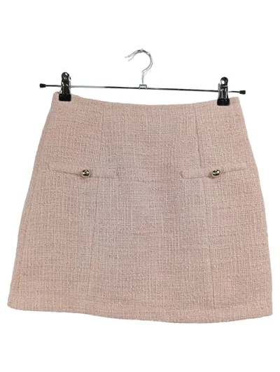GUESS Damen Tweed Minirock Rosa Größe S A-Linie Zierknöpfe