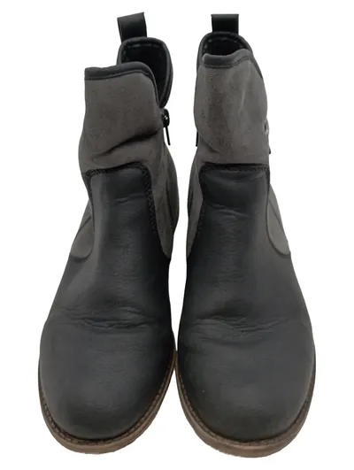 Rieker Damen Stiefeletten Gr. 38 Grau Leder Wildleder Reißverschluss Casual