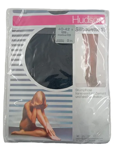 Hudson Silhouette Strumpfhose Damen Blau Gr. 40-42 Elegant Strass