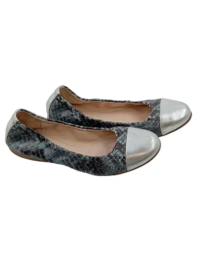 Kennel & Schmenger Ballerinas Damen Gr. 37.5 Schlangenleder Silber Kappe