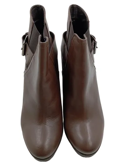 Alesya Damen Stiefeletten Braun Leder Gr. 39 Absatz 11 cm