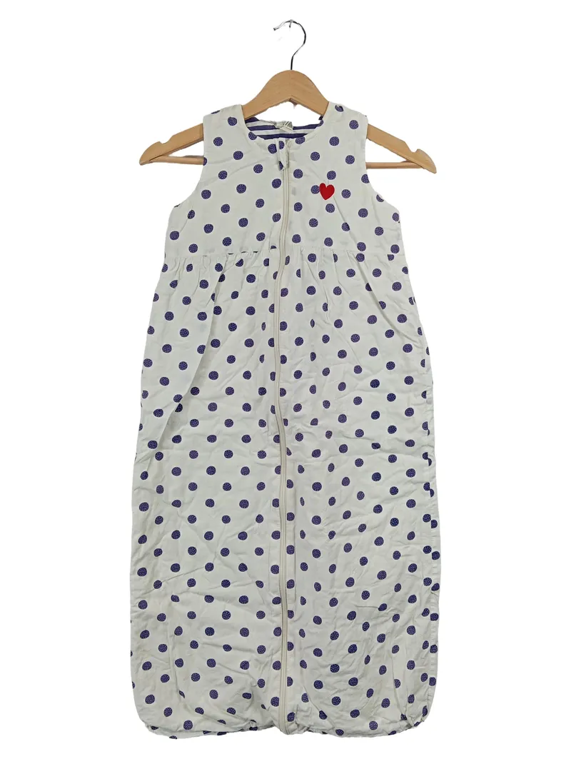 ALANA Baby Schlafsack 100 cm 1 TOG Punkte Herz Weiß Blau Baumwolle 1