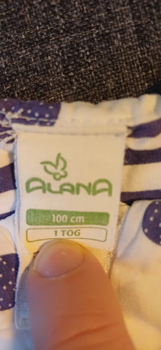 ALANA Baby Schlafsack 100 cm 1 TOG Punkte Herz Weiß Blau Baumwolle 2