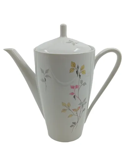 Hutschenreuther Kaffeekanne Porzellan Weiß Florales Muster 23 cm