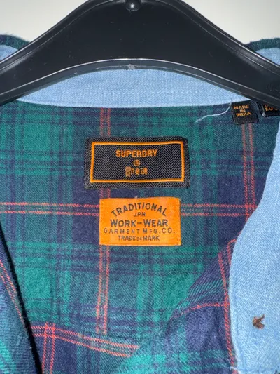 Superdry Flanell Freizeithemd Damen Gr. 36 S Kariert Grün Blau Rot