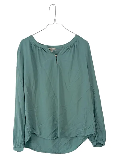 EDC by Esprit Damen Bluse Langarm Türkis Gr. M 38 Viskose Casual