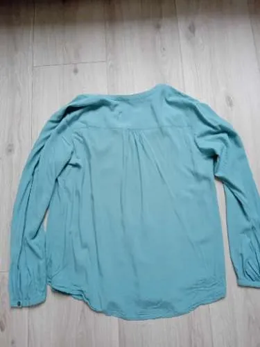 EDC by Esprit Damen Bluse Langarm Türkis Gr. M 38 Viskose Casual