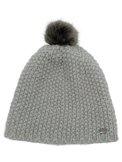 Barts Bommelmütze Damen Grau Strick Wintermütze Pompon